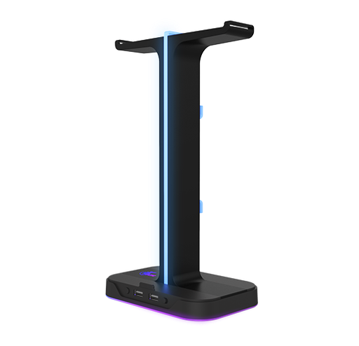 [XTH-690] Soporte doble para Auriculares con Luz RGB y 2 Puertos USBXTH-690