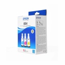 Tinta Epson Cyan, Magenta, Amarillo TRIO (T664) de 70ml L110 / L120/ L121/L200 / L210 / L220 / L300/L310 /L350 / L355 / L365 / L375 / L380 / L395 / L396 / L455 / L475 / L495 / L555 / L565 / L575 / L1300