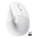 Logitech Lift Vertical Ergonomic Mouse - Ratón vertical - ergonómico - 6 botones - inalámbrico - Bluetooth, 2.4 GHz - receptor de USB Logitech Logi Bolt - blanco hueso