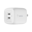 Adaptador de corriente Belkin BOOST CHARGE PRO - tecnología PPS y GaN - 45 vatios - 3 A - Fast Charge, PD 3.0 - 2 conectores de salida (2 USB-C) - blanco